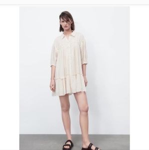 Zara Off-White Tiered Mini Dress